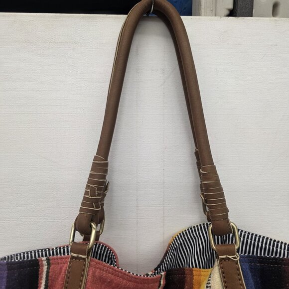 FREDD + BASHA Oversized Multi Convertible Serape Leather Funky Travel Bag BOHO - Picture 3 of 12